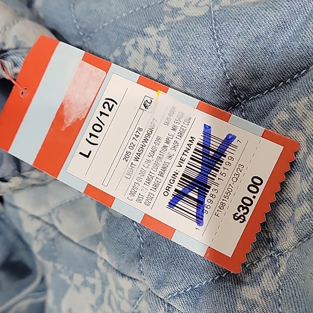 Girls Light Wash Denim Quited Arm Jacket Size XL NWT - Picture 6 of 9
